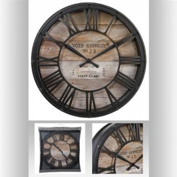 Wandklok industrieel vintage bruin 39cm